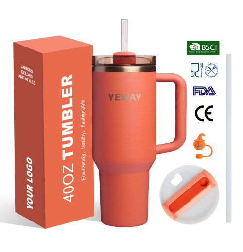 Yeway Custom Gift Set 40oz Leakproof Double Wall Stainless Steel Tumbler With Straw handle Travel Coffee Mug With Lid Yeway Custom Gift Set 40oz Leakproof Double Wall Stainless Steel Tumbler With Straw handle Travel Coffee Mug With Lid